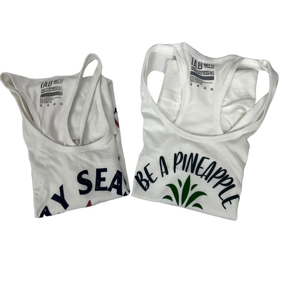 I AM BECOMING Women’s Activewear Cycling Tank Tops Small Bundle/2 White Graphic - Picture 3 of 11